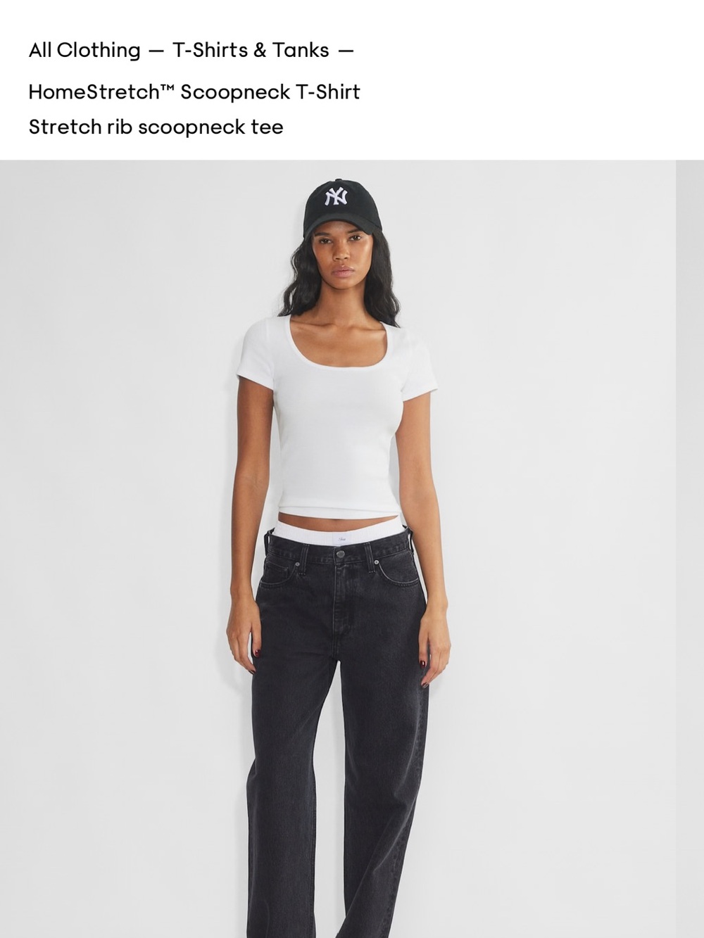 Aritzia White Scoopneck Ribbed Crop Tee